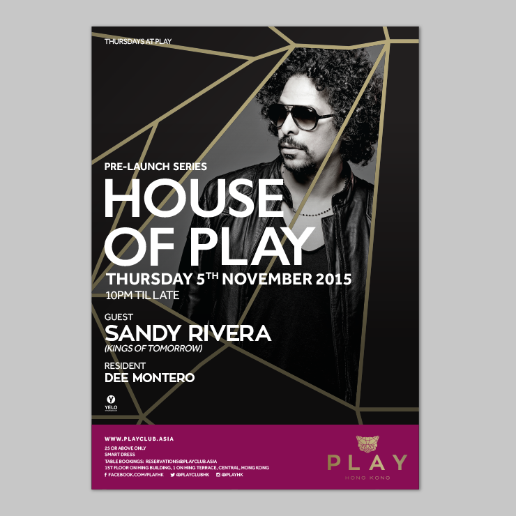 Play NightClub Hong Kong hospitality design Themed Nights Poster design