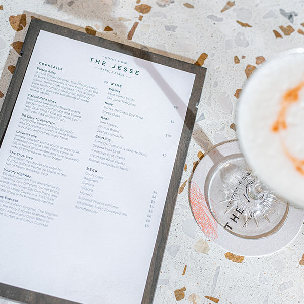 Rushton Smith - Custom Branding - The Jesse Hotel & Bar - Custom Template Menu Design