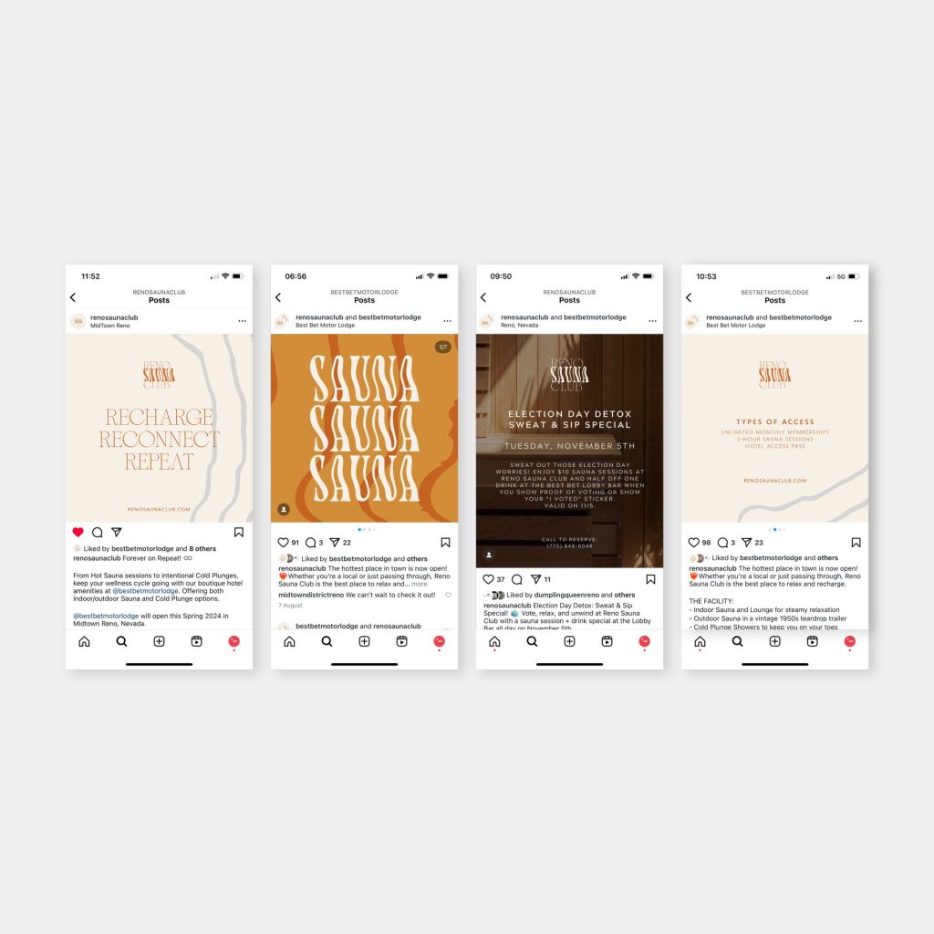 Reno Sauna Club custom branded social media graphics